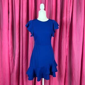 Unbranded blue ruffled hem sheath dress, size small